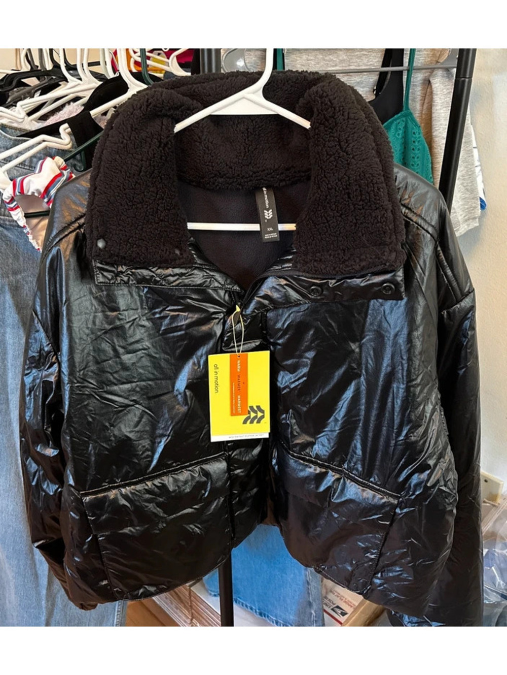 NWT All in Motion Black Midweight Puffer Jacket, Women’s XXL